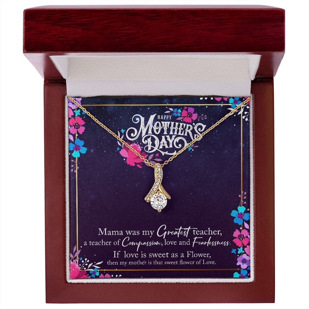 Alluring Beauty Necklace With Message Card : Gifts For Mom - Happy Mother's Day - Mama Was My Greatest Teacher