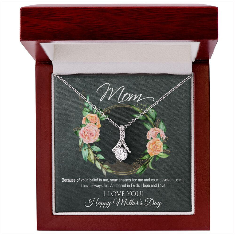 Alluring Beauty Necklace With Message Card : Gifts For Mom - Happy Mother's Day - Because Of Your Belief In Me
