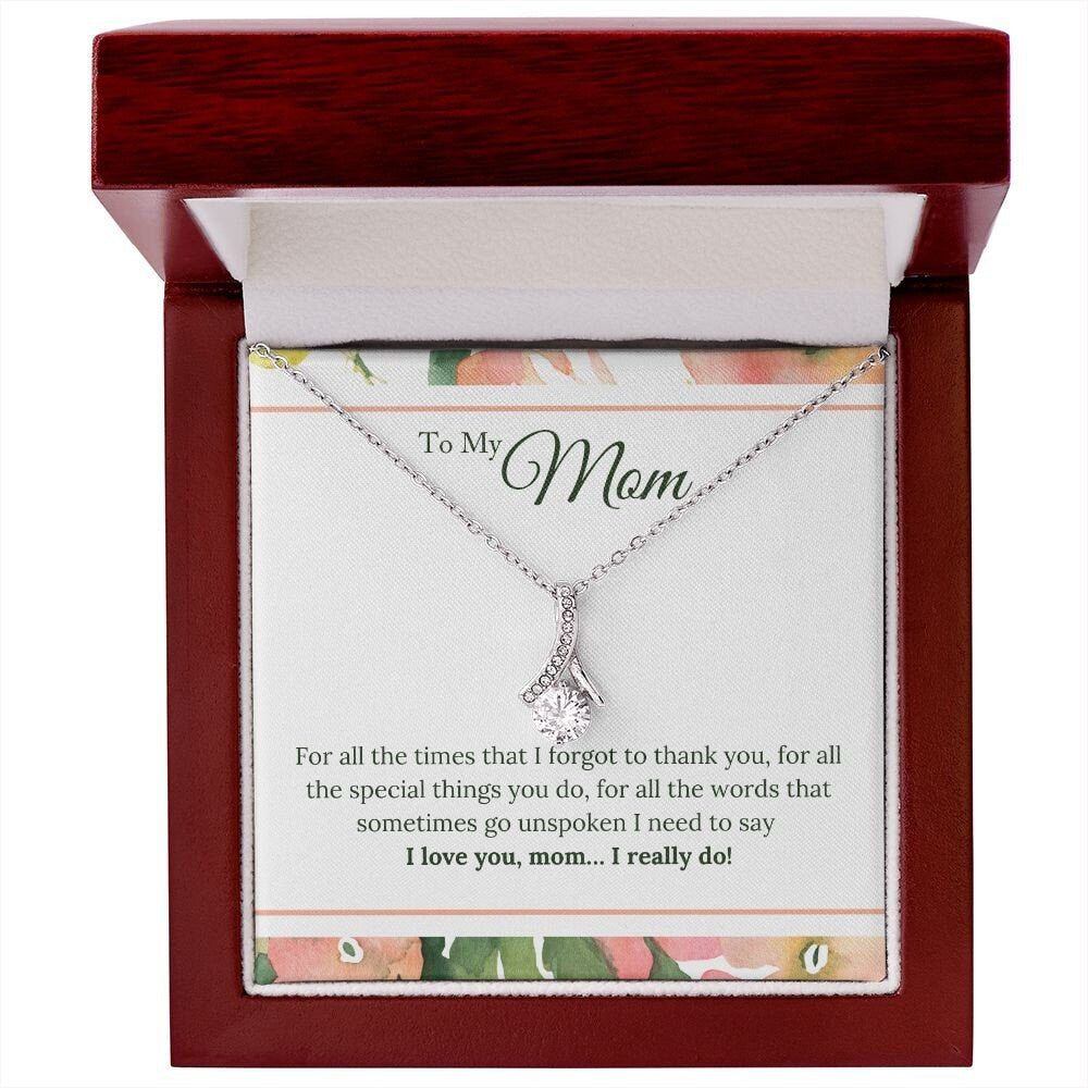 Alluring Beauty Necklace With Message Card : Gifts For Mom - I Love You, I Really Do - Gift For Mother's Day, Birthday