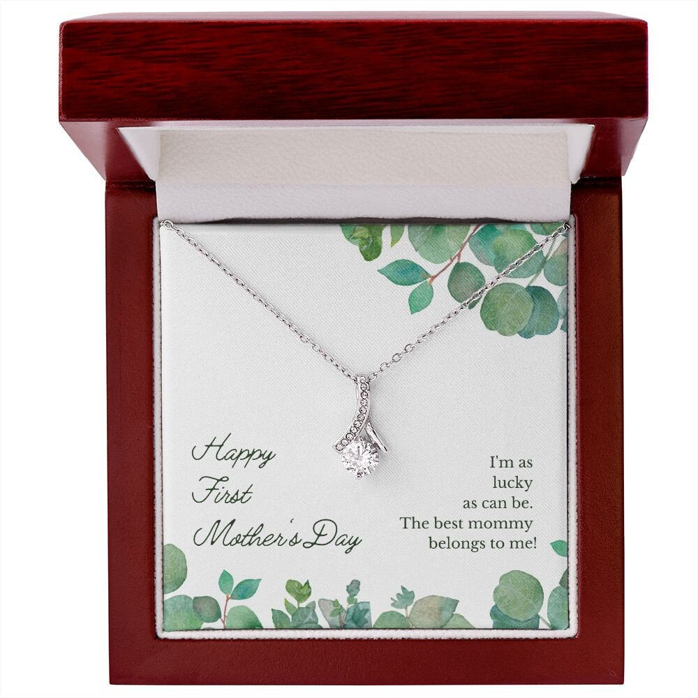 Alluring Beauty Necklace With Message Card : Gifts For Mom - Happy First Mother's Day