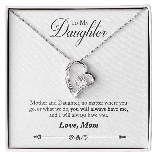 Forever Love Necklace With Message Card Gift : To Daughter From Mom - No Matter Where You Go - Gifts For Birthday, Graduation