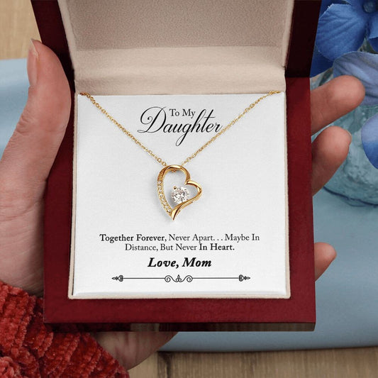 Forever Love Necklace With Message Card Gift : To Daughter From Mom - Together Forever, Never Apart - Gifts For Birthday, Graduation