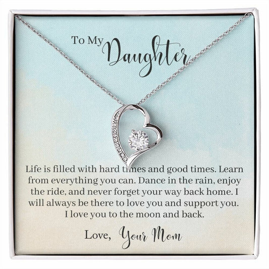 Forever Love Necklace With Message Card Gift : To My Daughter - Learn From Everything - Gifts For Birthday, Graduation