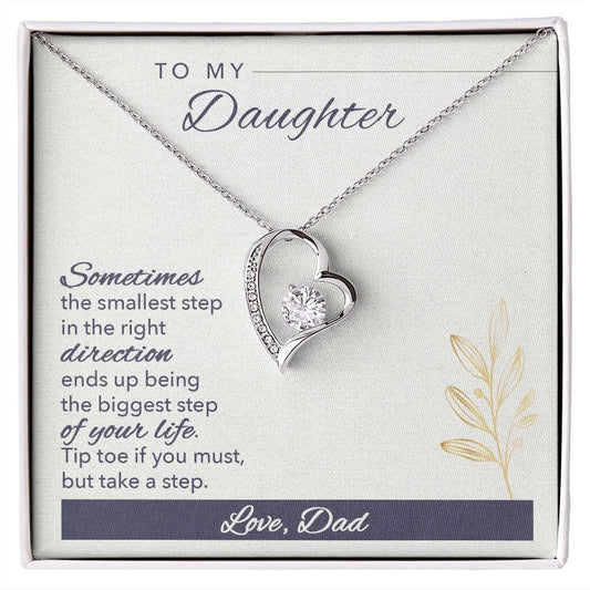 Forever Love Necklace With Message Card Gift : To My Daughter - Sometimes The Smallest Step - Gifts For Birthday, Graduation