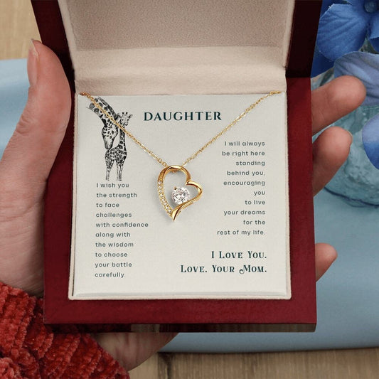 Forever Love Necklace With Message Card Gift : To My Daughter - I Wish You The Strength - Gifts For Birthday, Graduation
