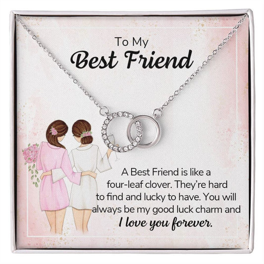 Perfect Pair Necklace With Message Card : Gifts For Friends - A Best Friend Is Like A Four Leaf Clover - Gift For Birthday, Graduation